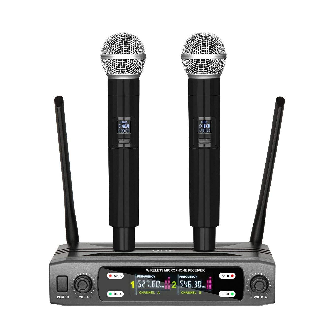 kh UHF Dual Cordless Wireless Microphone System – Rechargeable Handheld Dynamic Mics with Echo Control & Mini Receiver – Ideal for House Parties, Outdoor Use, Classroom, Karaoke-image-43