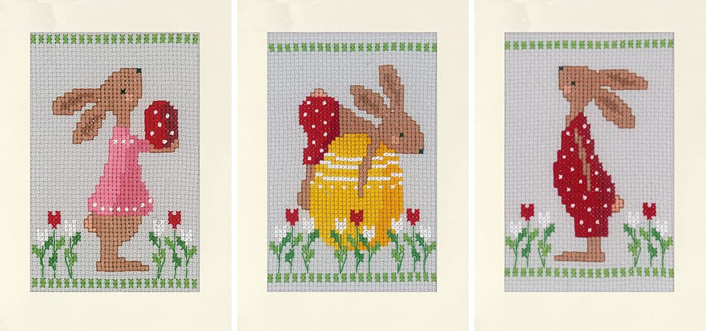 Vervaco Easter Rabbits Greeting Card Kit Set of 3