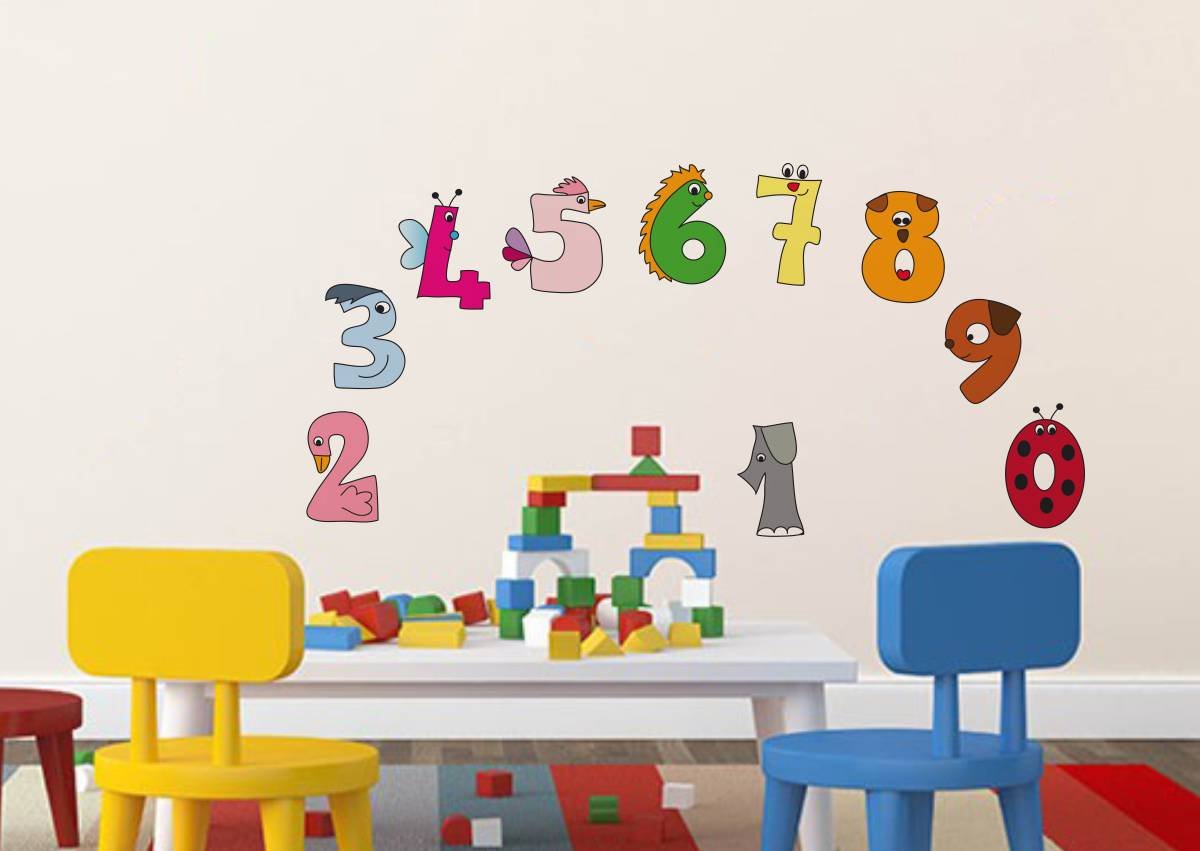 Rawpockets Decals ' Numerical Numbers for Kids Education ' Medium Size Wall Sticker (Wall Coverage Area - Height 65 cms X Width 55 cms)(Pack of 1)