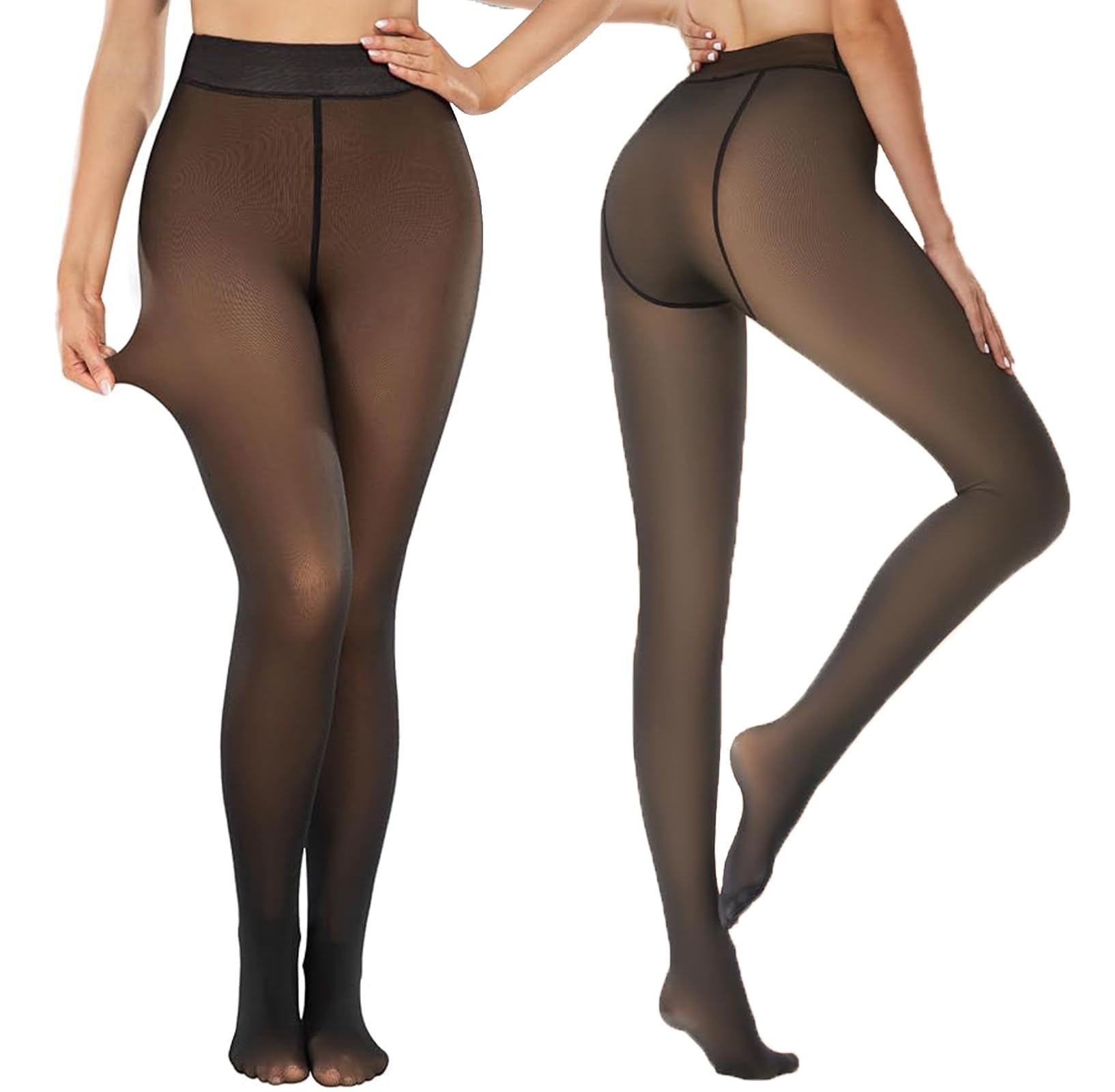 panca Winter Fleece Warm Thermal Leggings for Women & Girls | Ankle Length, Full Body Coverage, Slim Fit | Black Tights Pants for Winter Wear (Set of 2, Free Size)-picture-29