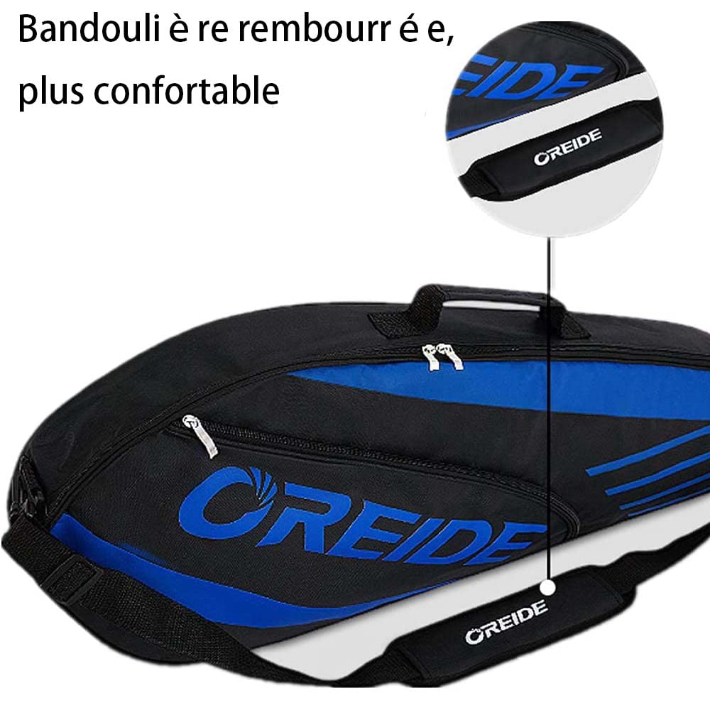 Sac Badminton Tennis UNISTRENGH - Pour 3-6 Raquettes - Imperméable - Dos/Épaule - Rouge