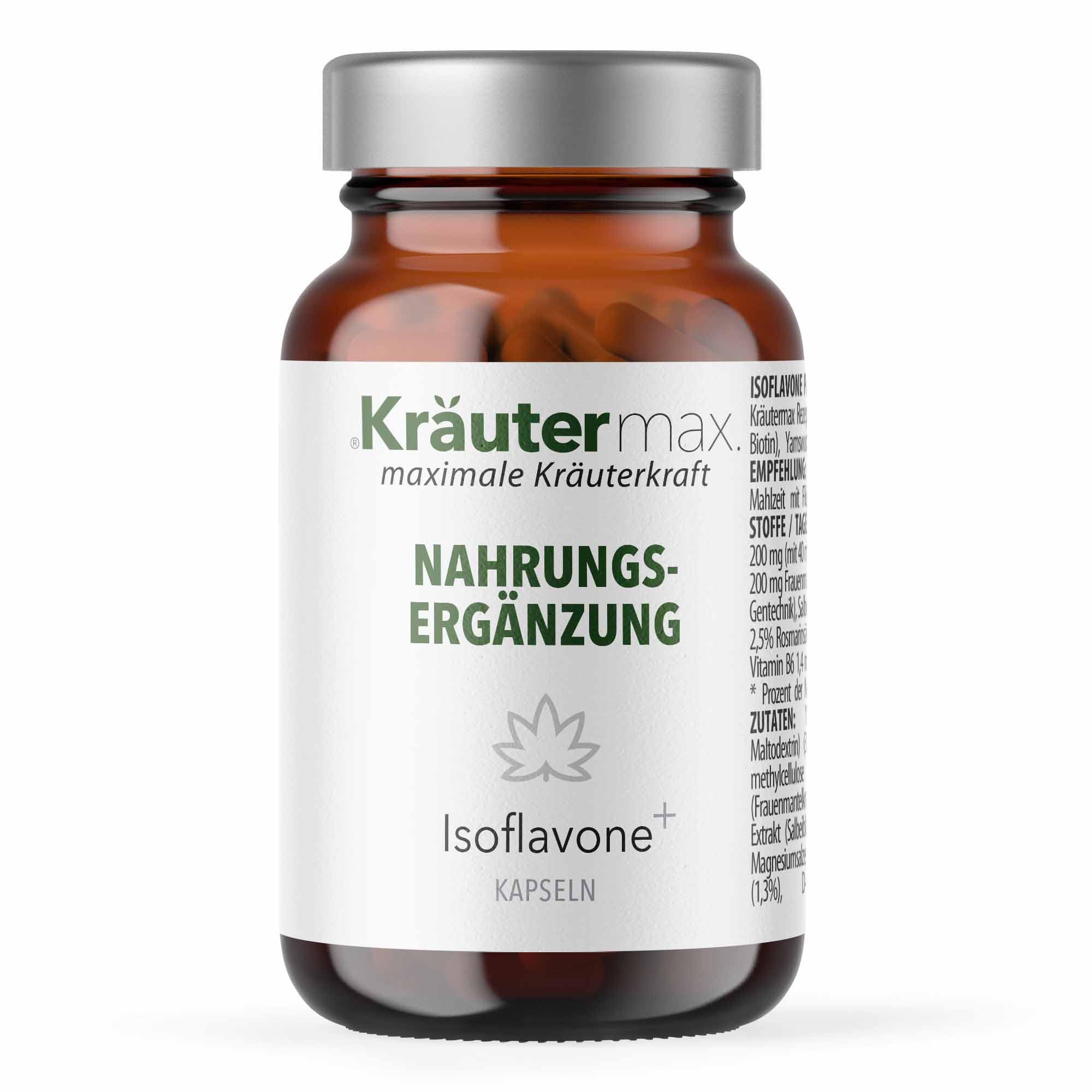 Kräutermax Soja Isoflavone & Yamswurzel Kapseln, plus Frauenmantel, Salbeiund Vitamin B, Vegan, 60 Kapseln