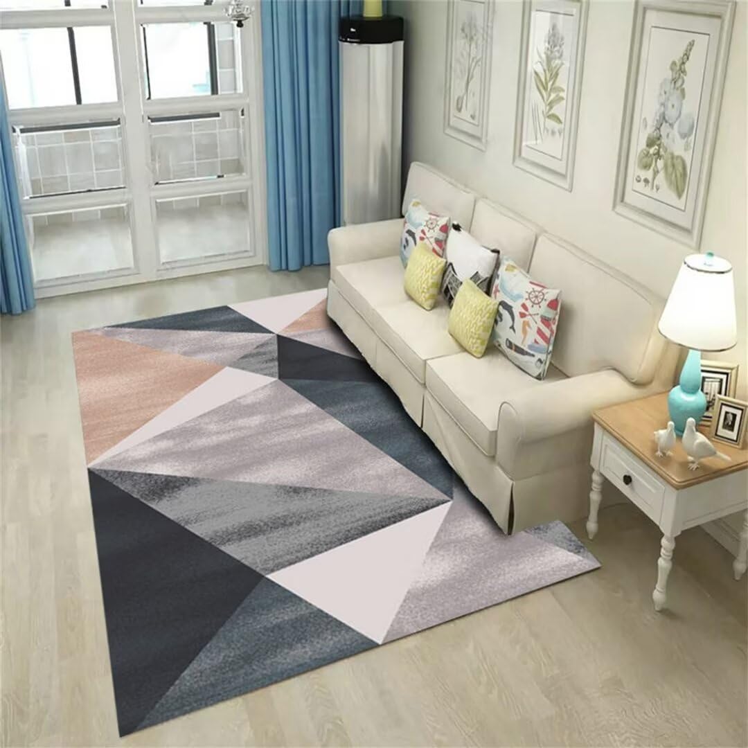 Tapis salon XXL bleu 70x140 cm géométrique tapis pour salon et entrée