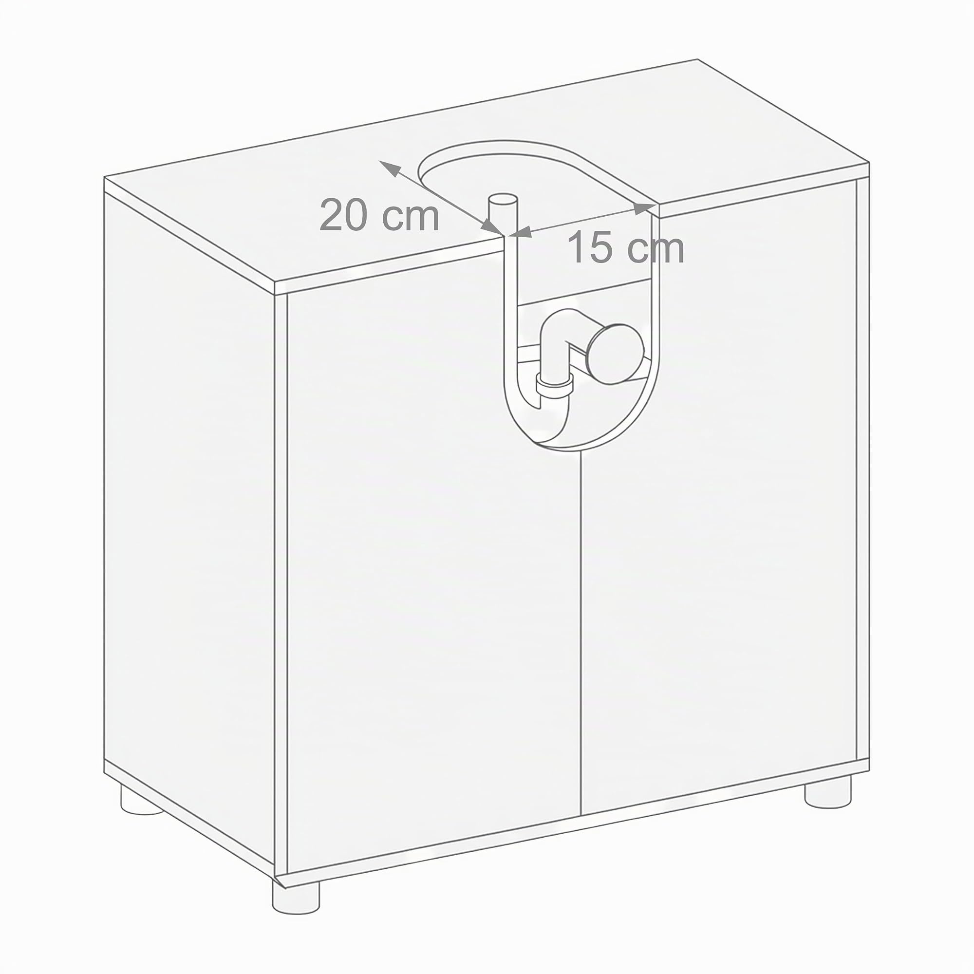 Mueble bajo Lavabo Relaxdays, (Alto x Ancho x Fondo): 63 x 60 x 30 cm, 2 Compartimentos, MDF, Mueble de baño, marrón