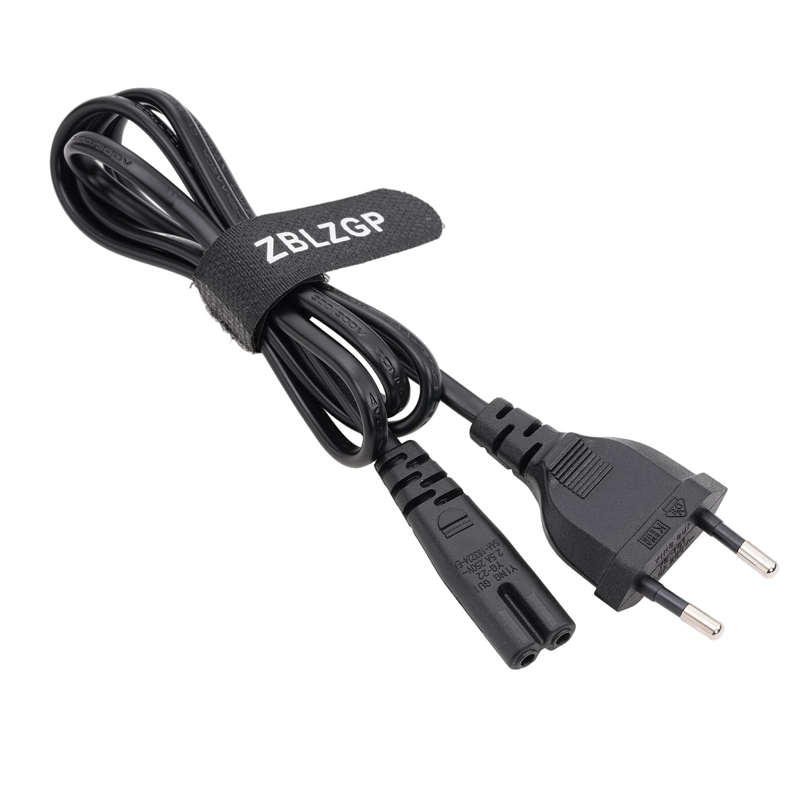 Cable de alimentación euro de CA de 250 V, 2 pines, C7 hembra VDE CEE 7/16 enchufe a C7 EU cable de alimentación certificado para computadora portátil, batería de cámara (CEE7/16 a C7,