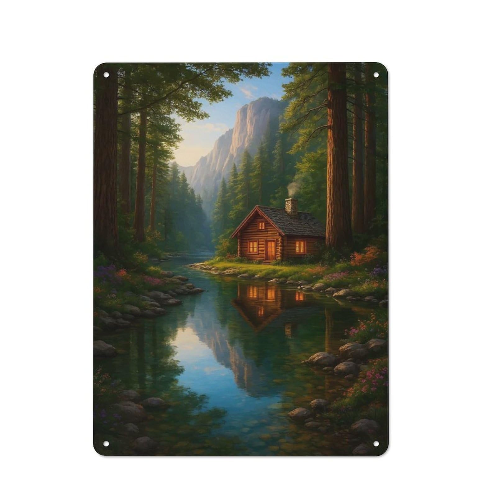 Junmoney Style-20 Vintage Tin Sign 40X30cm With Whispers Of The Forest Cabin For Garage Or Workshop, For Metal Sign Collectors, For Cafés, Pubs And Restaurants