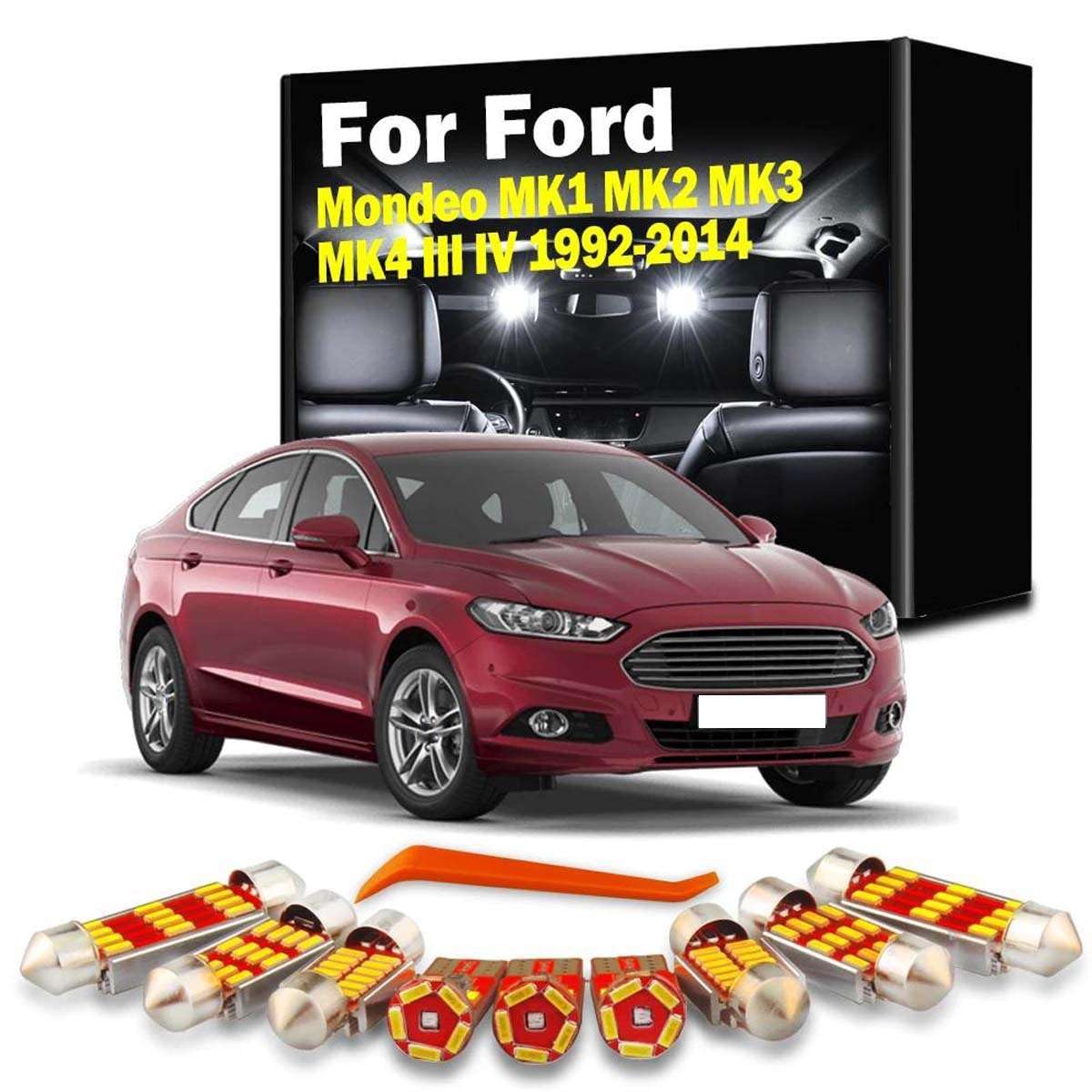 Kit de Luces LED Interiores para Coche, para mapas, Techo y Maletero, para Ford Mondeo MK1 MK2 MK3 MK4 III IV 1992-2008 2009 2010 2011 2012 2013 2014