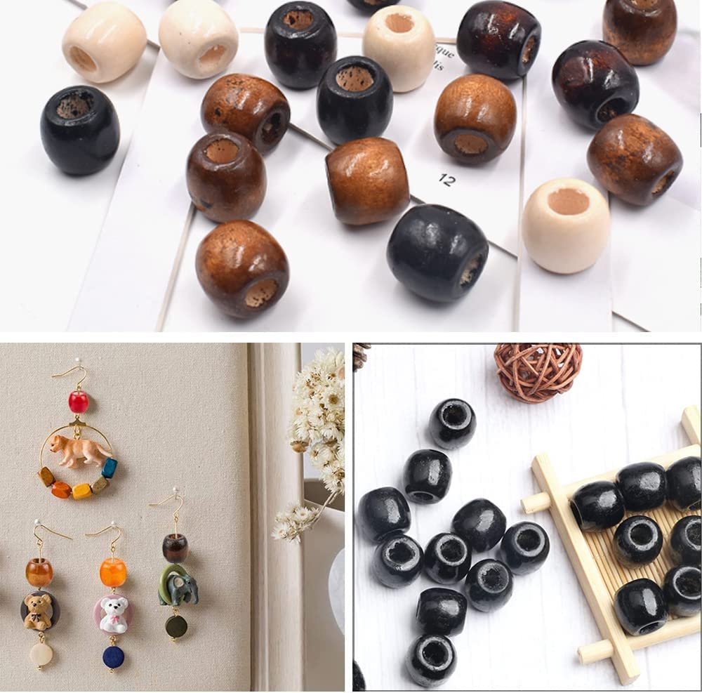 400Pcs Large Hole Barrel Wood Beads - Image 2