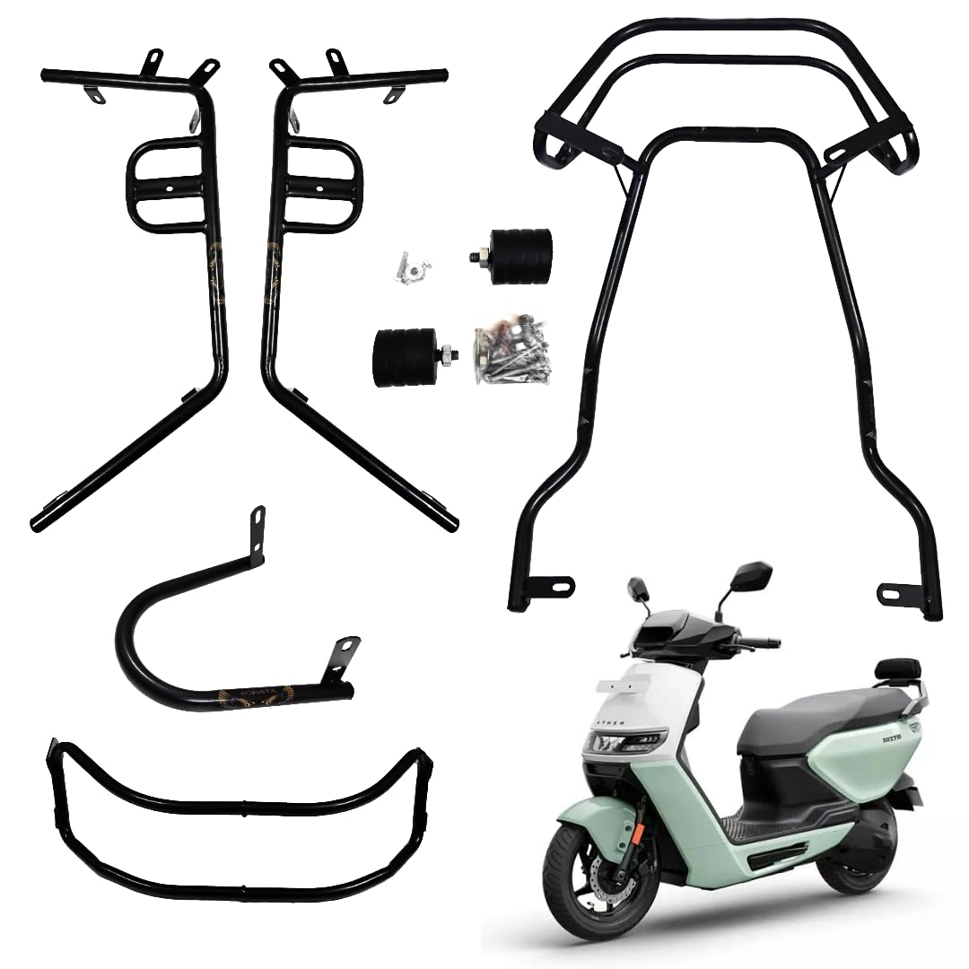 KONAYA ATHER RIZTA Crash Guard with Frame Slider Front and Rear Safety Guard FIT for ATHER RIZTA EV Scooter (Black/Full Set)-image-28