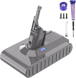 6.0Ah 21.6V Lithium-ion Battery for Dyson V8 Battery Replacement Compatible with Dyson V8 Animal Battery Replacement SV10 Battery V8 Absolute Battery 215681 Cordless Vacuum Battery with Filter Parts