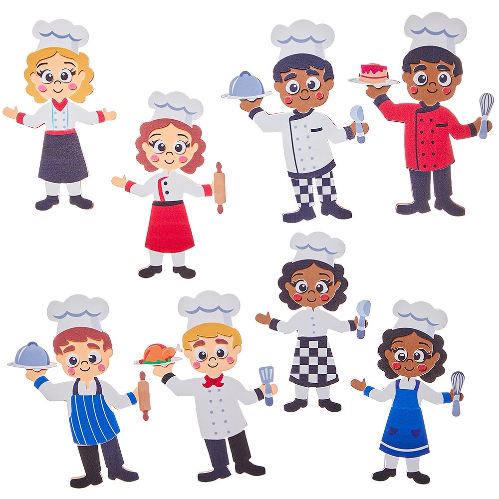 Baker Ross FN065 Chef Mix & Match Magnet Kits - zestaw 8 sztuk, zestawy do dekoracji dla dzieci