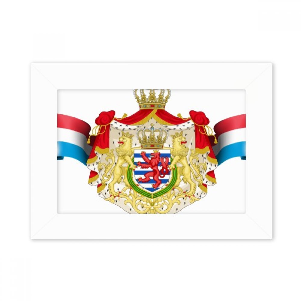 Cadre photo blanc emblème Luxembourg pour image 10x15 cm