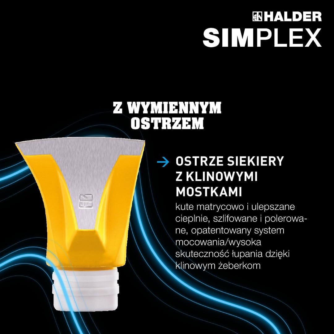 Simplex siekiera rozłupująca, z klinami, obudową z żeliwa ciągliwego i trzonkiem hickorowym, śr. = 50 mm, 3007.751