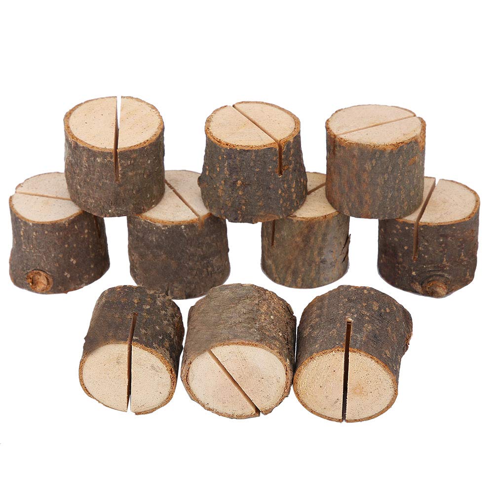 Portacarte In Legno Naturale - Set Da 10 Per Segnaposto, Menu E Foto, Per Matrimoni, Feste E Ristoranti - Foto 5