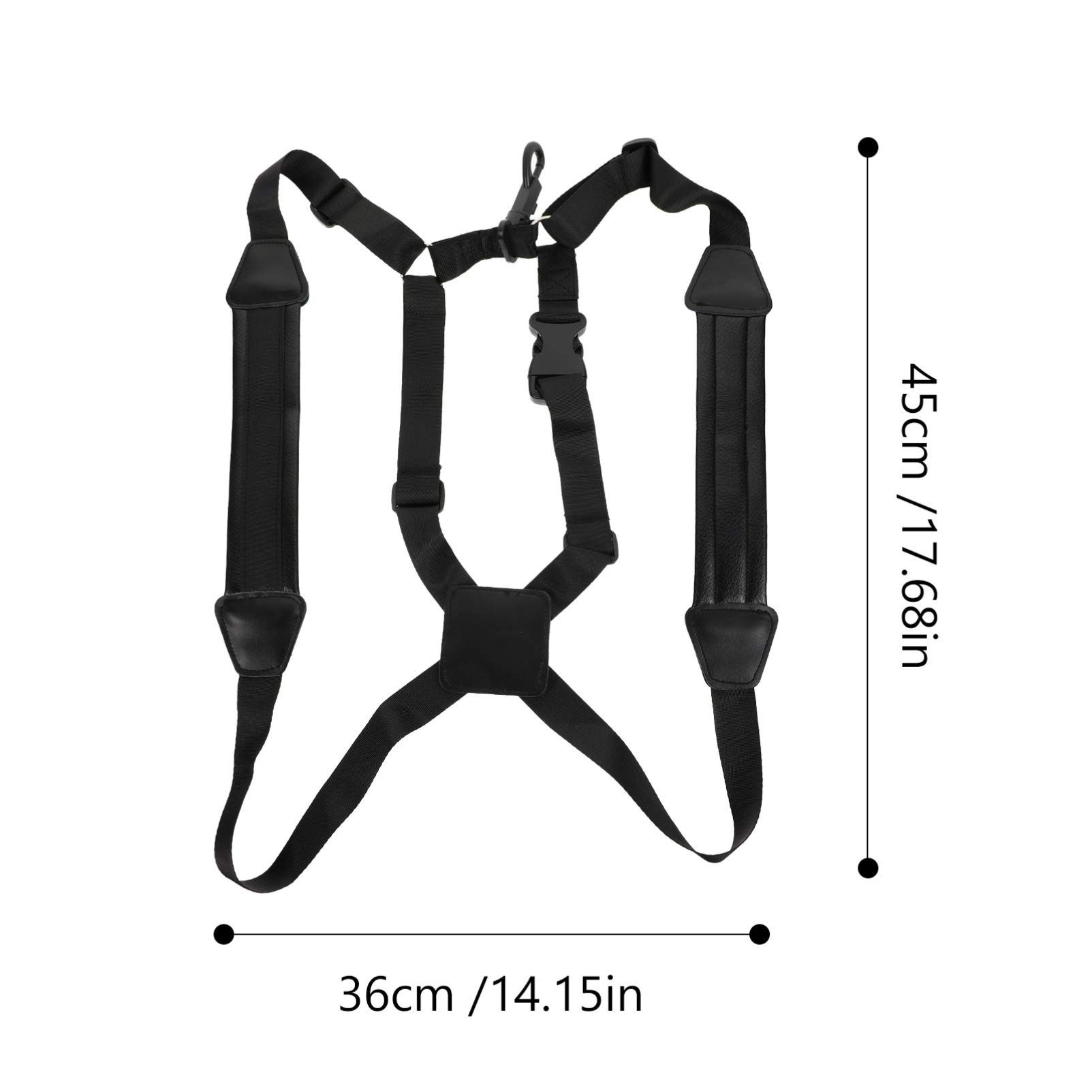 Imbracatura Sax a Doppia Spalla Regolabile Nera in Pelle Pu | Cintura per Sassofono, Struttura Fissa, Accessorio per Strumento a Fiato