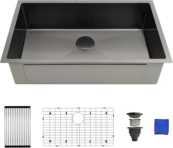 Delironexu 32 Inch Black Kitchen Sink Undermount 32 Inch Black Kitchen Sink Undermount