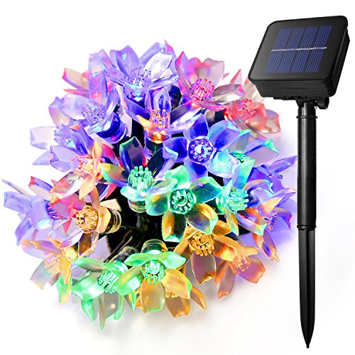 Ankway Solar al Aire Libre Luces de Cadena de Flor (30LED 5M 8 Modos), Guirnalda Luces solares IP65 Impermeable, Guirnalda Luces led Navidad para jardín Exterior/Interior Patio árbol (Multicolor) Cover