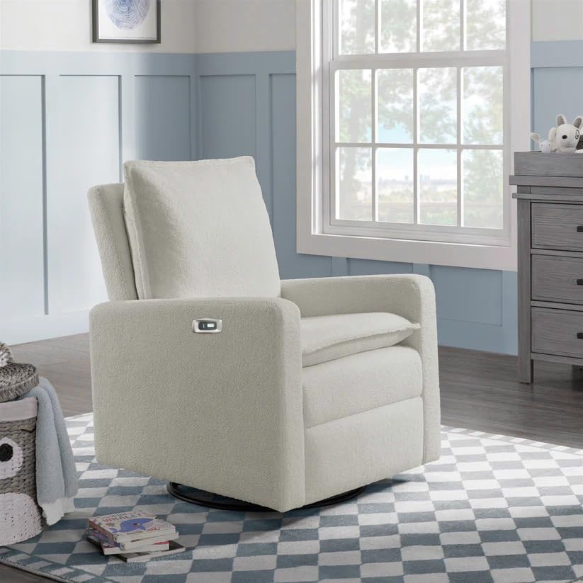 Image of Oxford Baby Uptown Power Recliner /Glider, Boucle White