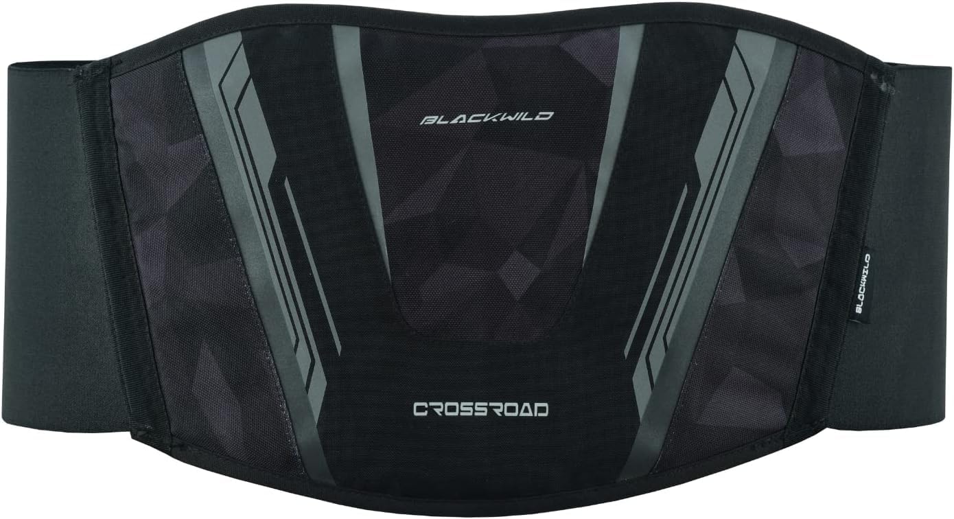 Blackwild Ceinture rénale pour moto | Crossroad Ceinture rénale pour homme et femme - Design en cristal noir | Stabilisation efficace du rénal - Soutien lombaire | Ceinture de soutien dorsal