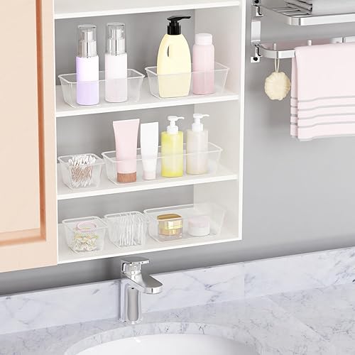 Miniatura 3 de Juego de 24 organizadores de cajones de plástico, resistentes de 3 tamaños, bandejas organizadoras de cajones de tocador de maquillaje y