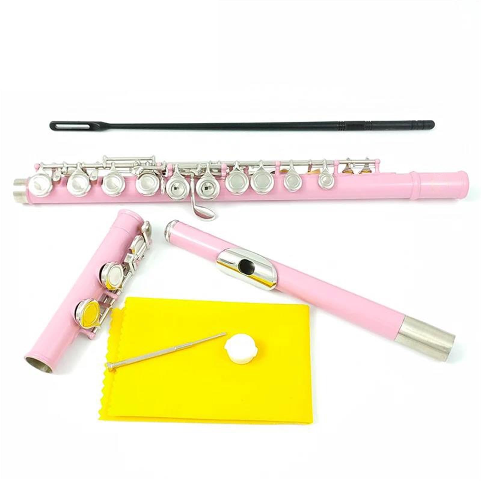 Flauta Travesera Classic Flauta Bañada En Níquel Rosa Con Llave E 16 Orificios Cerrados Llaves C Instrumento Bañado En Cuproníquel