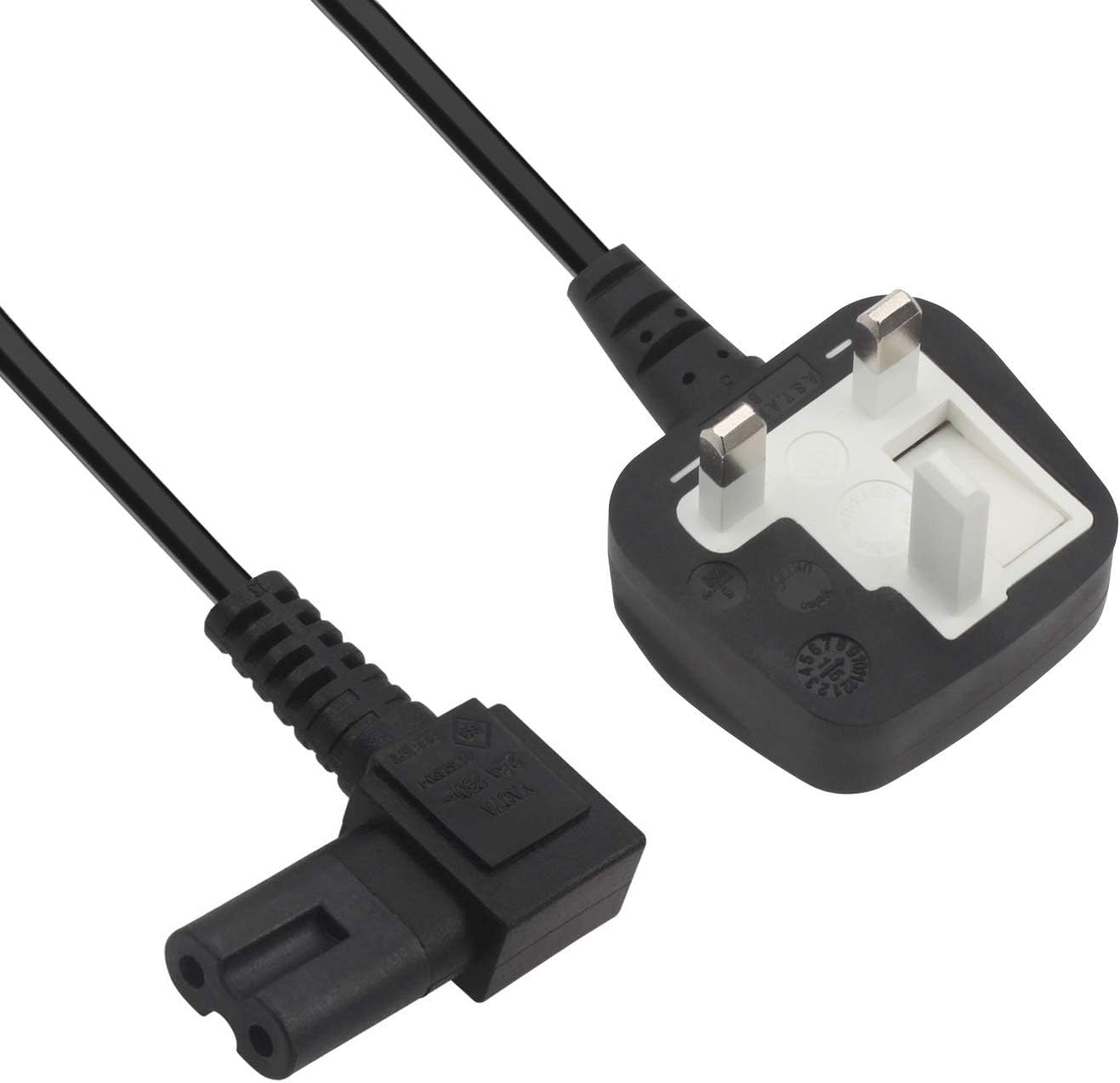 MiliPow Right Angled TV Power Cable, Figure 8 AC Power Cord Replacement for Samsung/LG/Panasonic/Sony/Toshiba/Philips/Sharp TV, HP/Epson Printer,Replace For Ps3 Slim,Ps4 Charger (1.8m / 6ft)