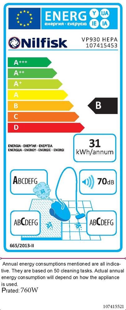 Nilfisk Odkurzacz przemysłowy VP930 HEPA EU (odkurzacz przemysłowy z filtrem HEPA, pojemność worka filtracyjnego 15 l, moc 760/400 W, ilość powietrza 33 l/s, w zestawie 5 worków do kurzu, dwa stopnie)