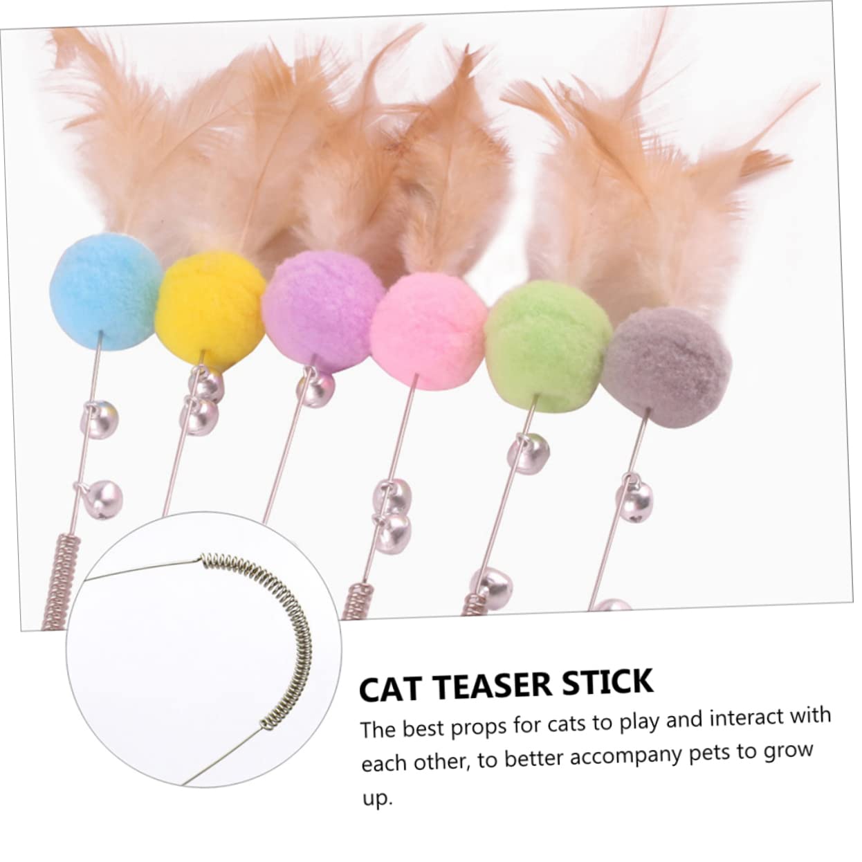 DOITOOL 3ensembles Set De Jouets Peluche pour Chat à Teaser avec Boules Et Clochettes Couleurs Aléatoires