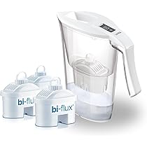 LAICA Caraffa Filtrante Carmen, Bianca, Capacità 2,3L, Con 3 Filtri bi-blux, Preserva sali minerali, riduce cloro e metalli pesanti, sostanze chimiche contaminanti e durezza