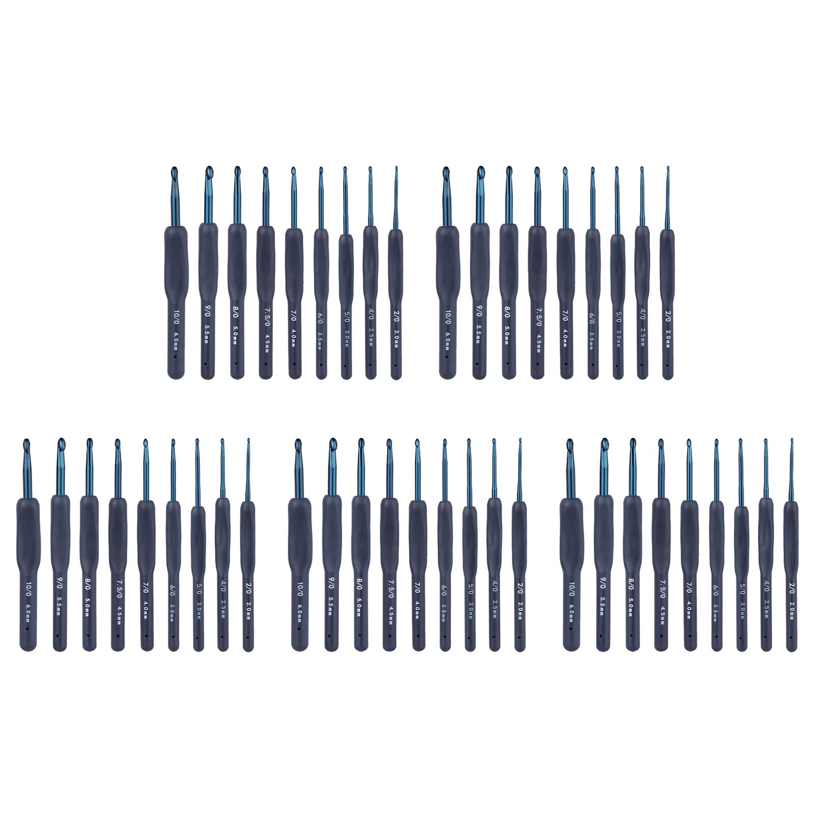 Buxuaaaa 5 Set Crochet Hook Set 2.0mm-6.0mm Crochet Needle Ergonomical Needle Practical Knitting for Craft Project