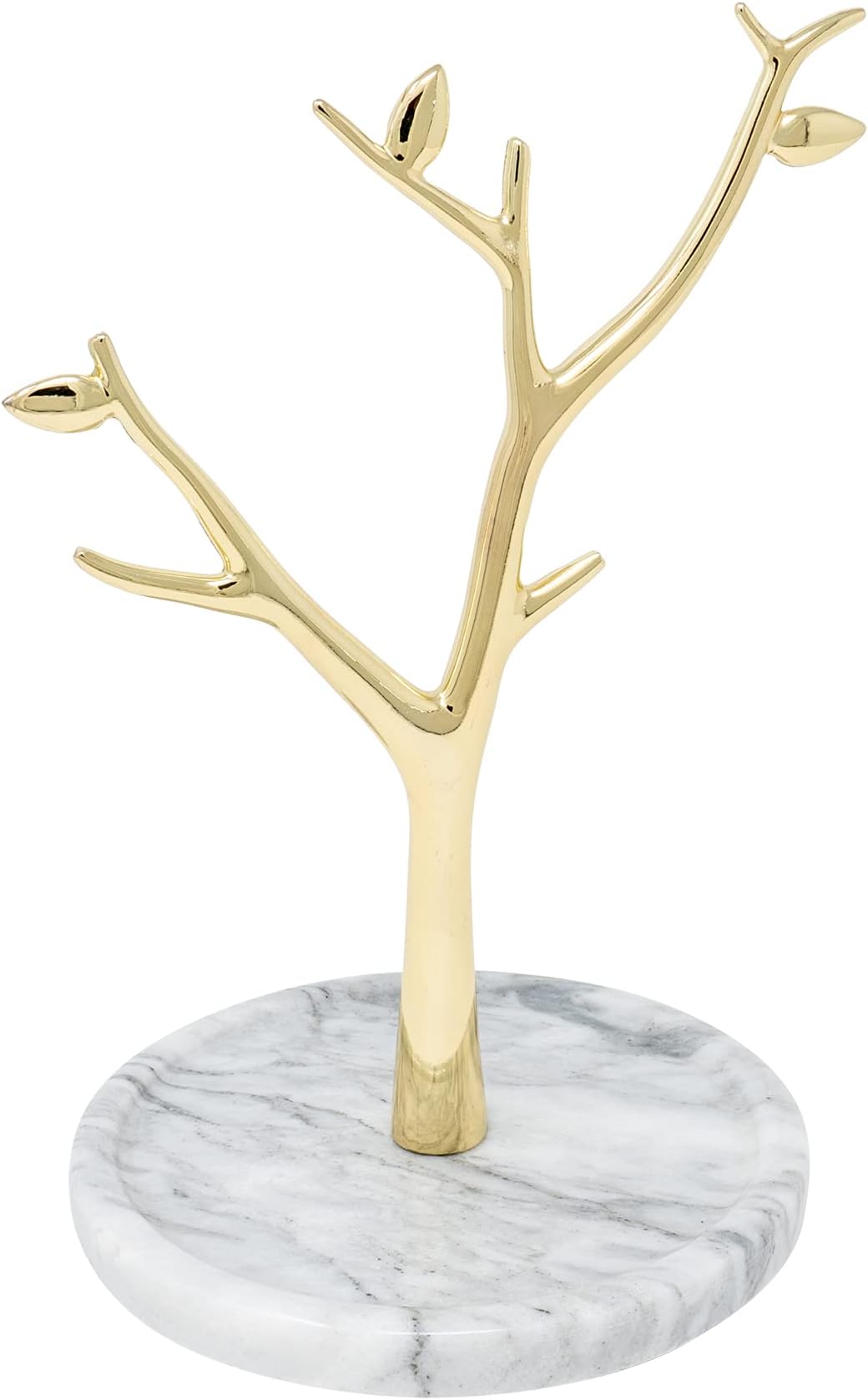ATP MODERN Marble Jewelry Tree - Gold Necklace Holder - Jewelry Stand For Necklaces & Rings - Jewelry Organizer (White)