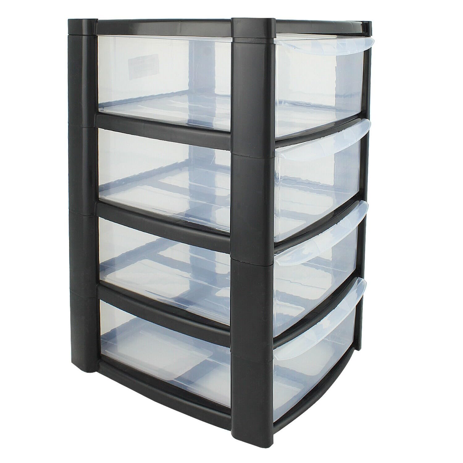 4 Tier Small Plastic Storage Mini Clear Drawers Tower Unit Home Office Desktop Bathroom School Stationary Make Up Organiser