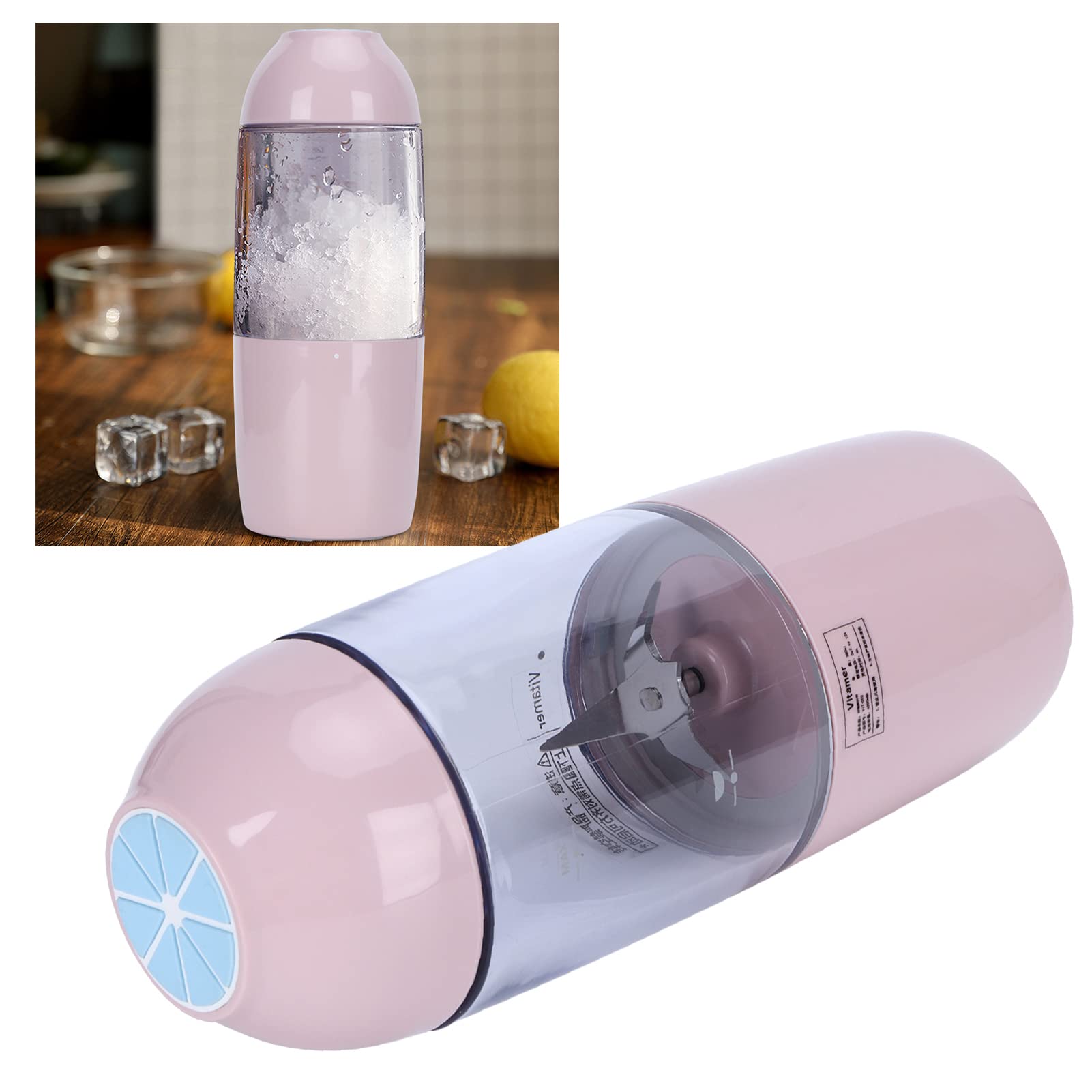 Elektrischer 380-ml-Entsafter, Tragbar, mit 4 Klingen, Schnelles Auspressen für Smoothies, Säfte und Milchshakes, ABS-Edelstahl
