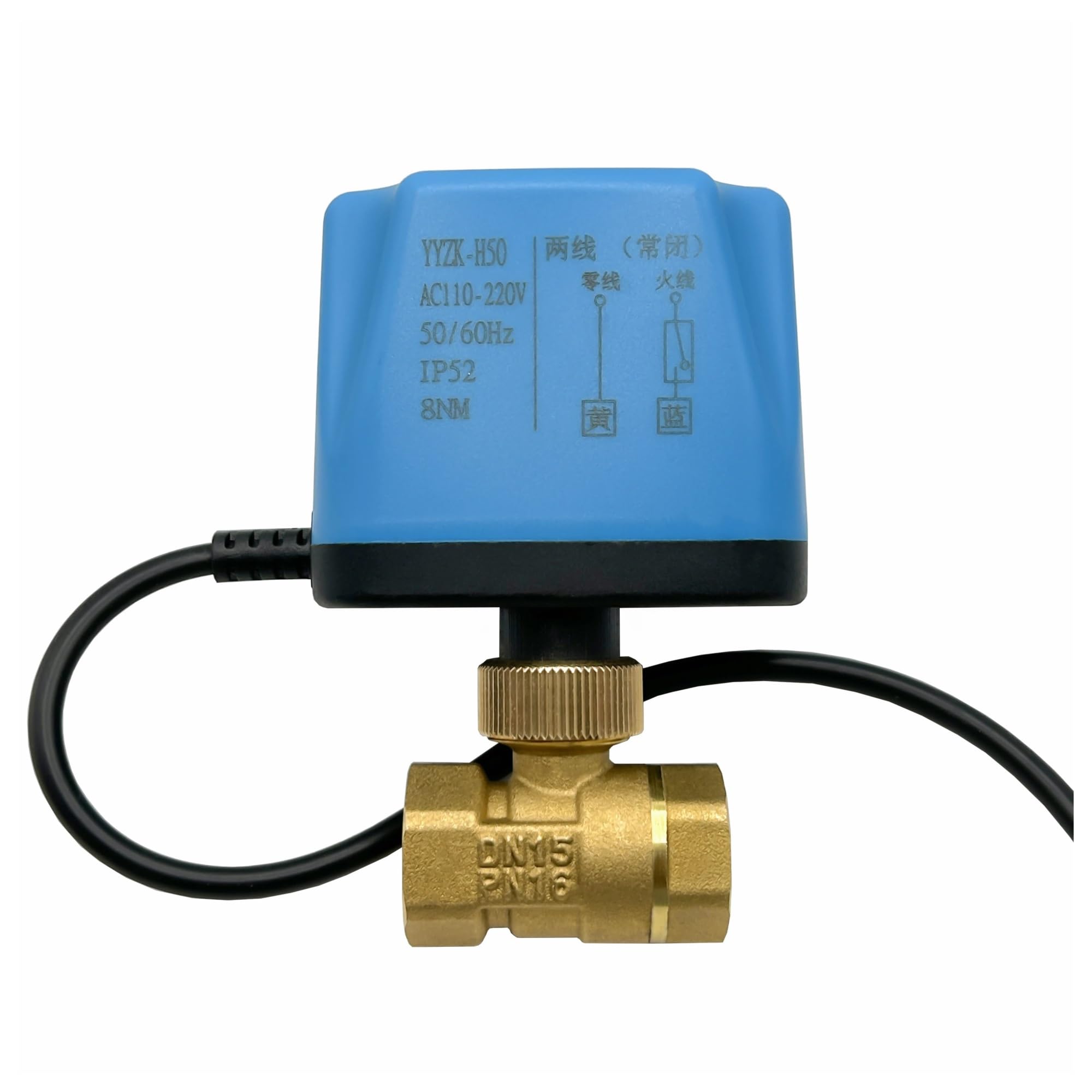 JNURGWLYH 3/4'' Two Way Brass Motorized Ball Valve Normally Open Two Wire Control Electric Ball Valve(220V-CR04)