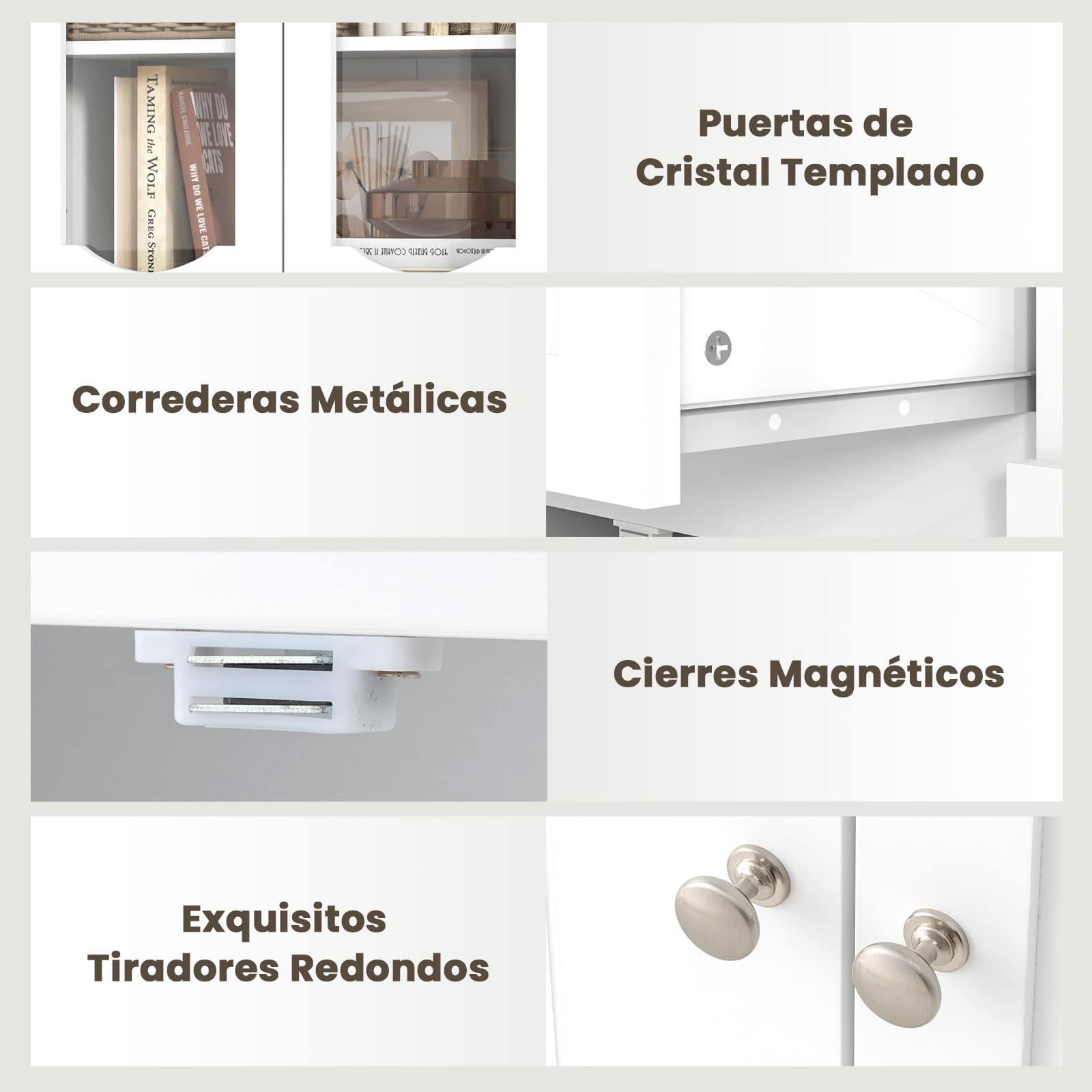COSTWAY Armario Alto, Mueble Columna de Baño Independiente con 4 Puertas, Gabinete con 5 Estantes y 1 Cajón de Almacenamiento, Armario de Suelo para Cocina o Sala de Estar, Comedor, Oficina (Blanco)