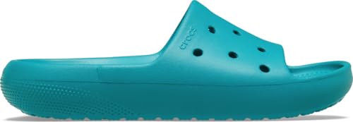 Image of Crocs Unisex Adult Classic Slide Lmd Croslite Slide | 206121-3UH |, Turbo Teal, 7 UK M / 8 UK W (M8W10)