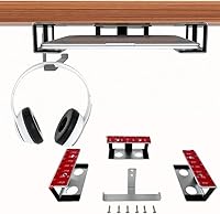 Vista 8 de IFCASE Soporte para laptop debajo del escritorio con adhesivo y tornillo, soporte de aluminio duro debajo del escritorio para laptop, Mac Mini, Negro