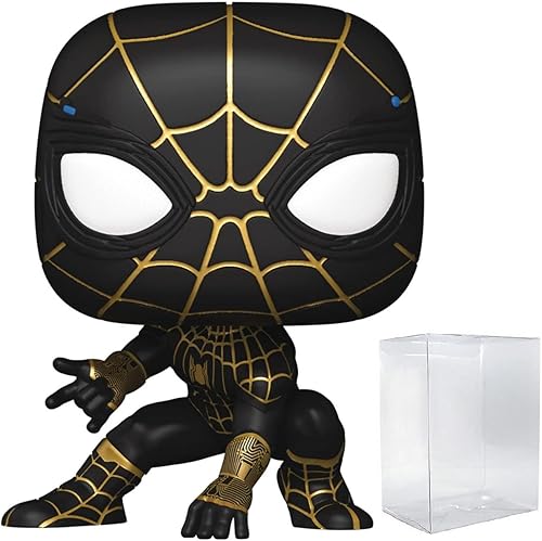 Spider-Man POP Marvel No Way Home - Spiderman en negro y dorado Suit Funko Pop! Figura de vinilo (paquete con funda protectora compatible con Pop