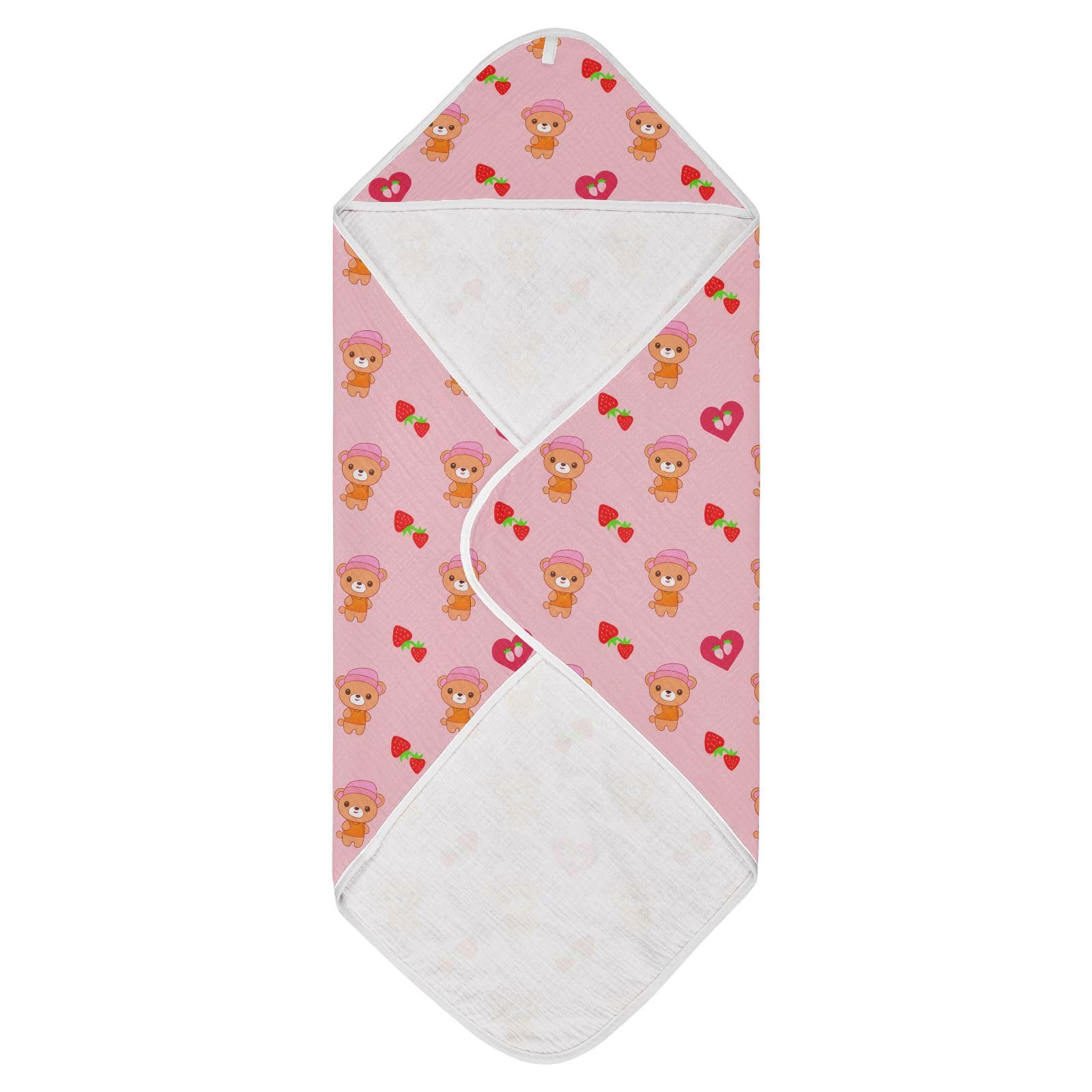 Msyxl Pink Hat Bears Hooded Towel - Ultra Soft & Absorbent Muslin Cotton Bath Towel for Babies, Toddlers, Newborn - Boys & Girls Essential 35