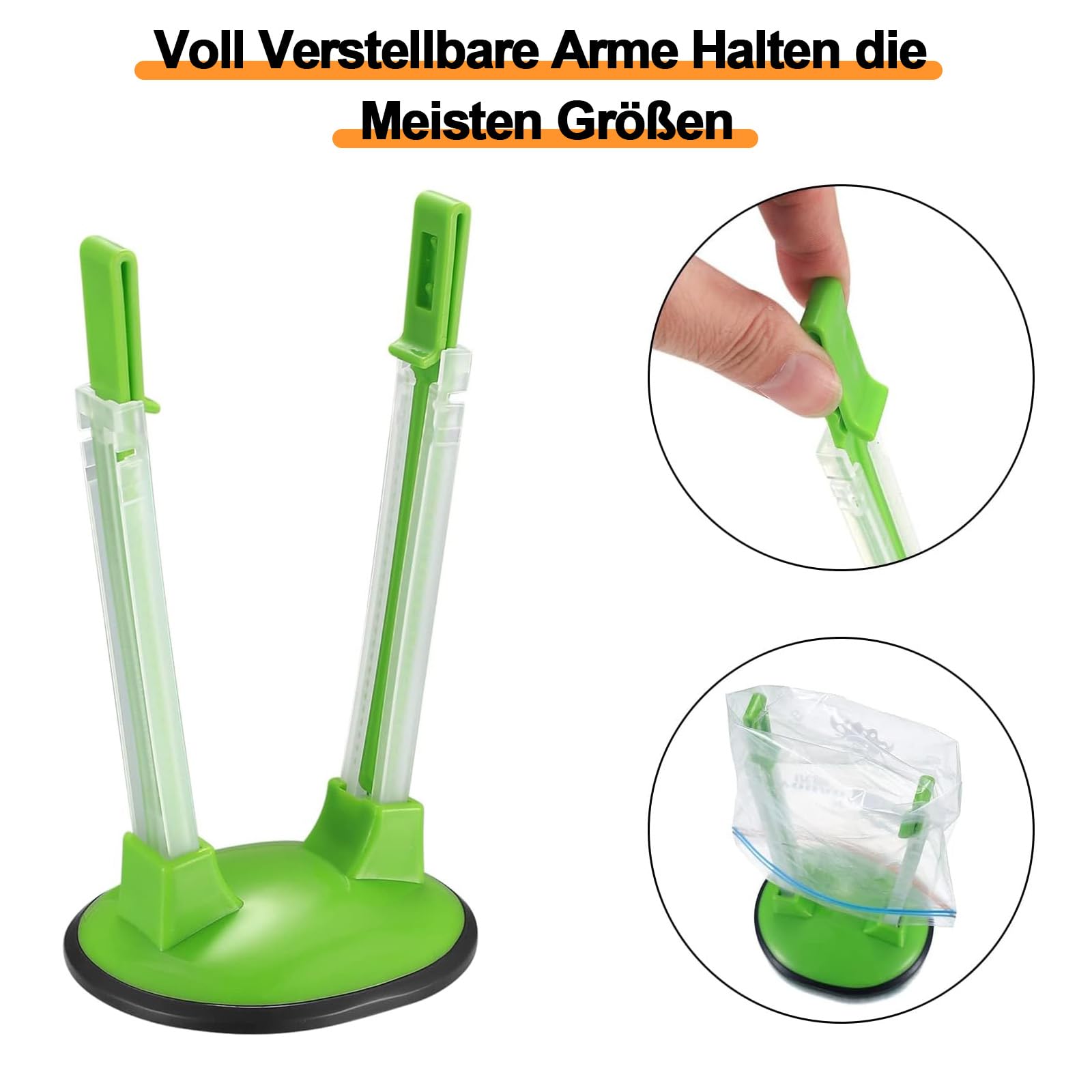 Support de Sac Ziplock Réglable pour Sacs de Congélation en Plastique/étagère Ample Mains Libres, Support de Sac Gallon, Lot de 6