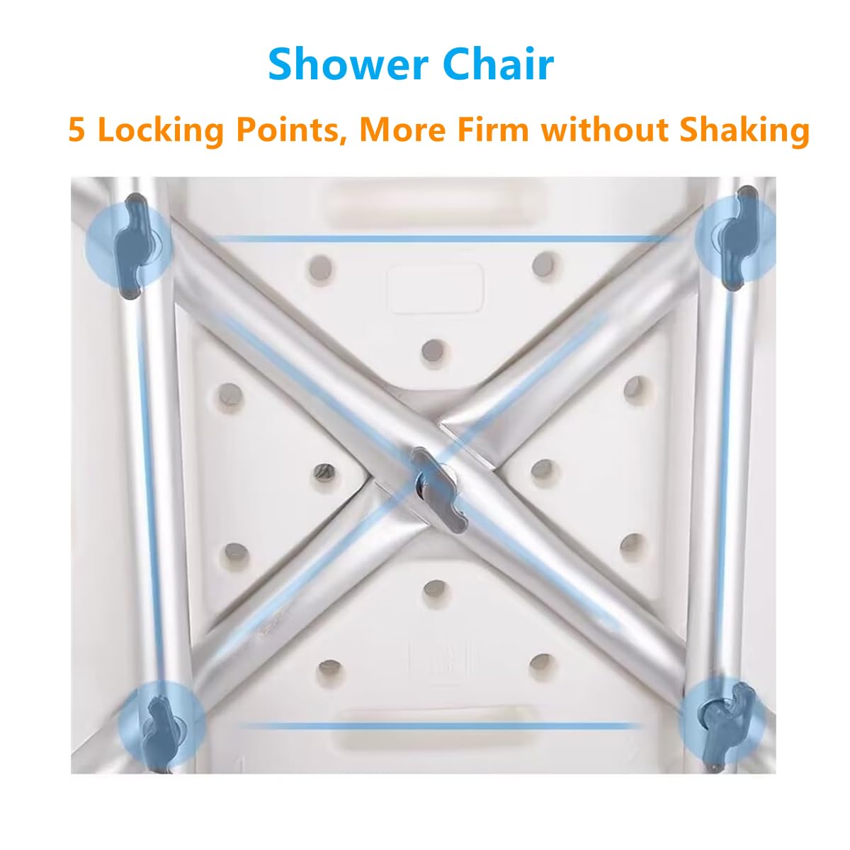 Asiento de Seguridad para bañera y Ducha con Barra de Agarre de succión asistida, Banco Ajustable y Antideslizante, Taburete de bañera para Ancianos o Personas Mayores (Silla de Ducha Blanca-Cepillo