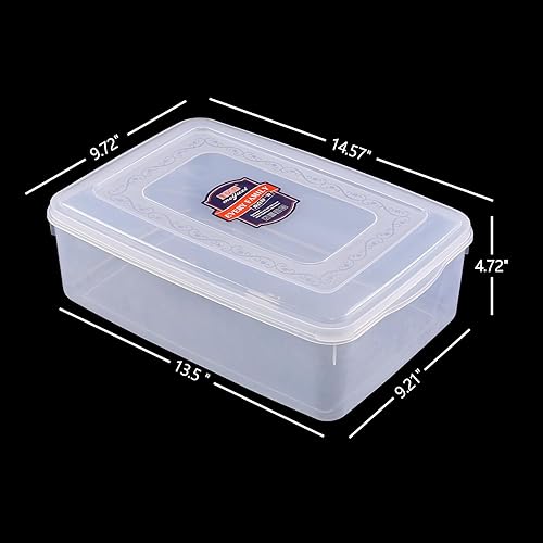 Miniatura 2 de Paquete de 2 cajas de almacenamiento transparentes para congelar, contenedores de plástico con tapa, caja de contenedor con cierre de 11 cuartos de
