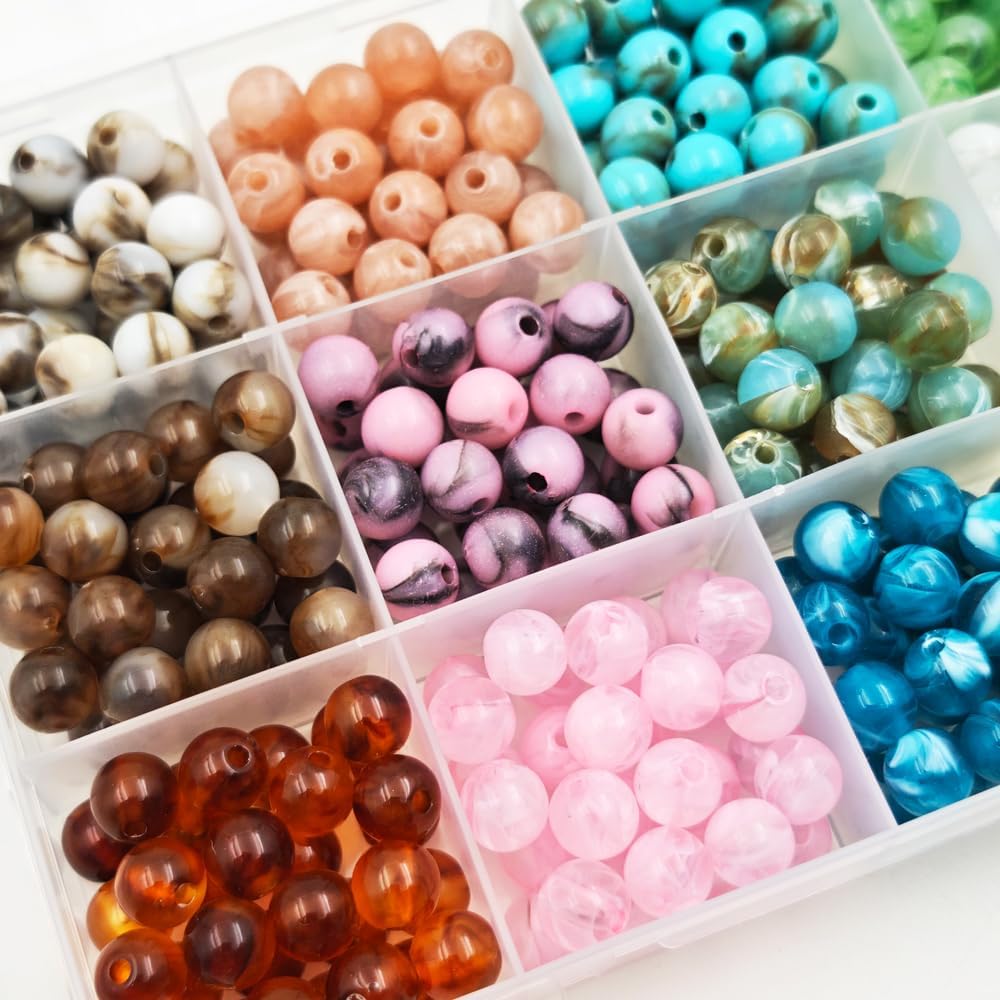 INSPIRELLE Acrylic Beads 450pcs Imitation-Gemstone Round Loose Beads for Jewelry Bracelets Necklace Making - Image 2