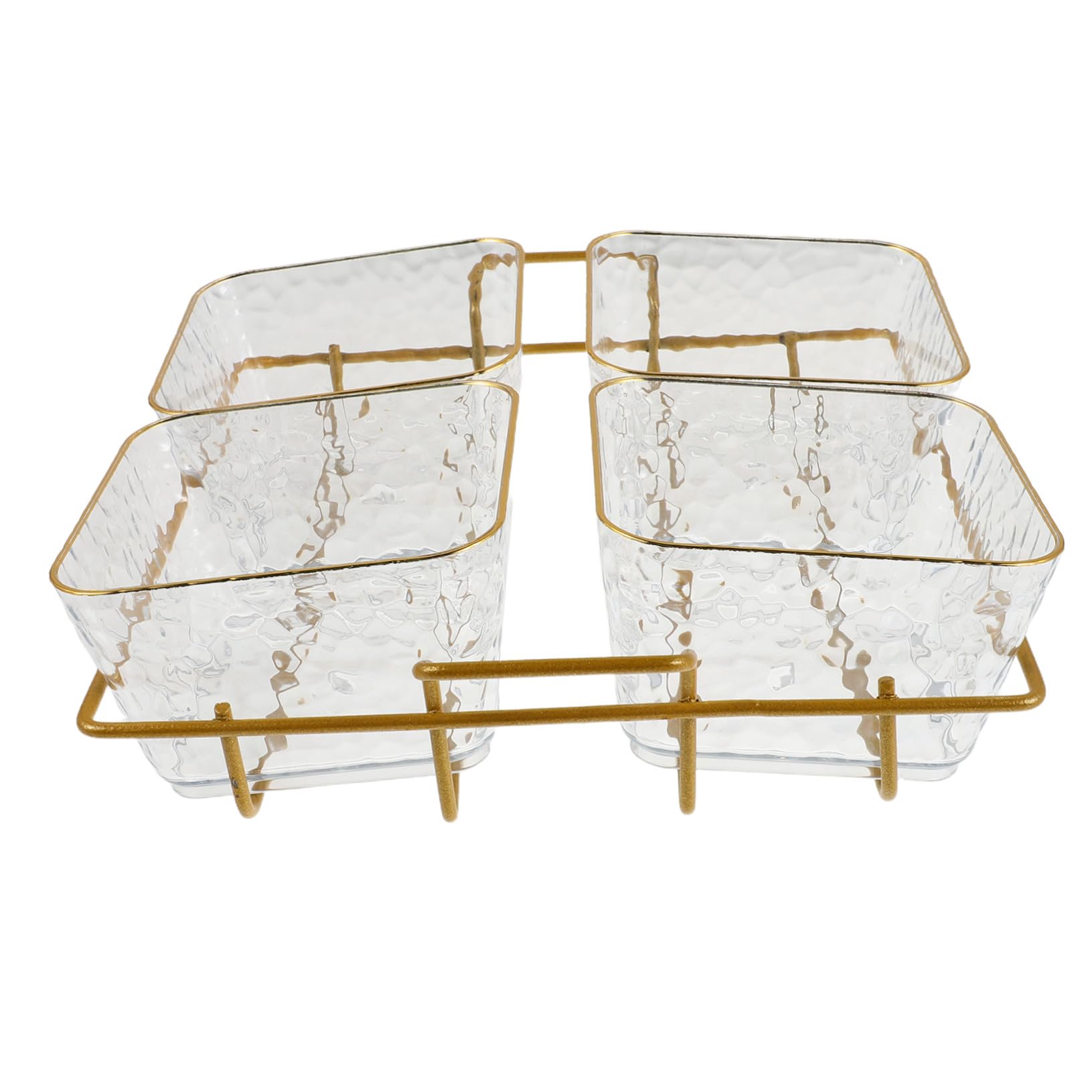 PRETYZOOM 4 Stück Geteiltes Snacktablett aus Transparentem Acryl mit Gold-metallgestell Fächer Professionelles Buffet-organizer-set für Bar Ktv Salon Effiziente Aufbewahrung