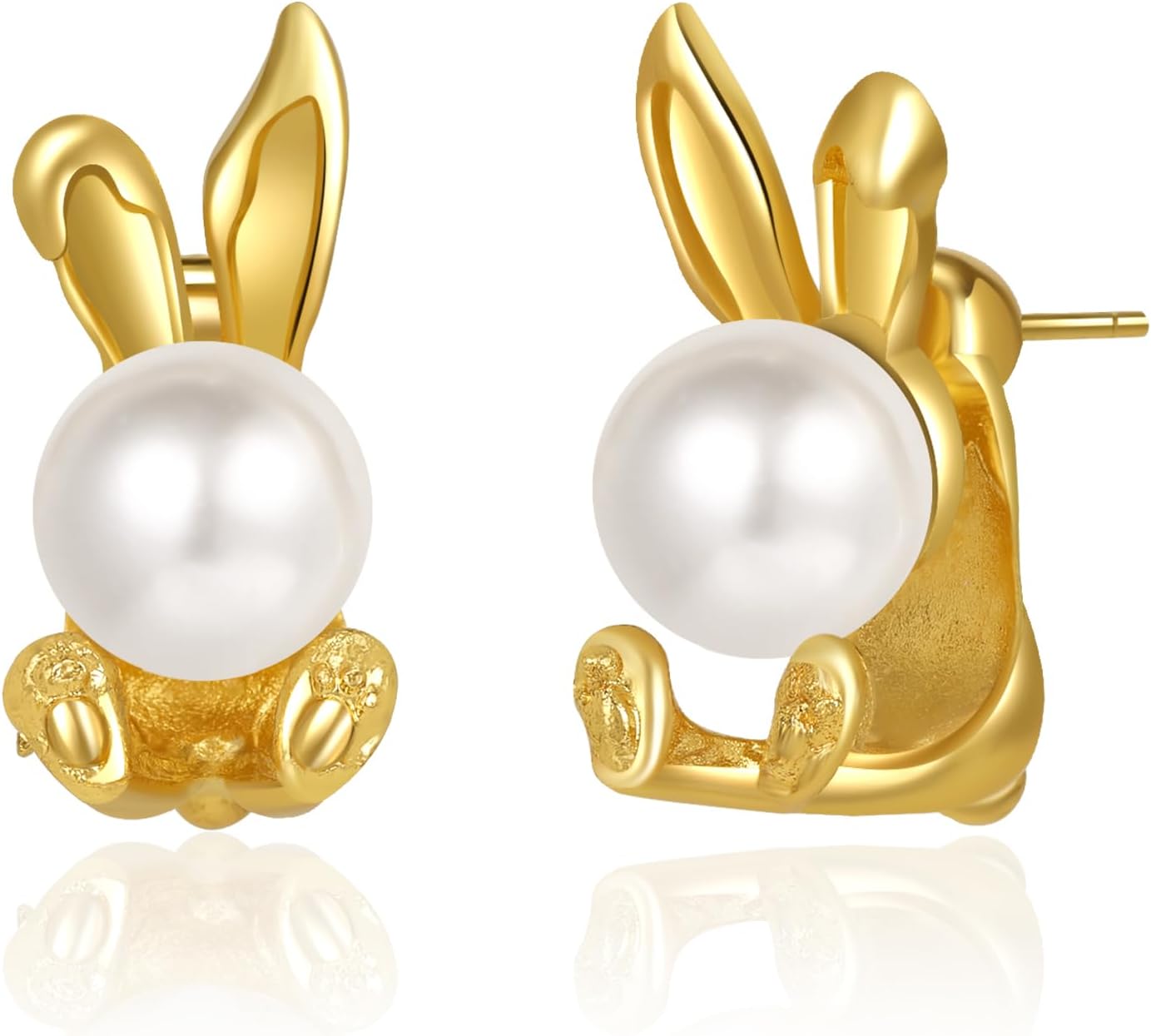 Easter Rabbit Earrings for Women Cute Easter Bunny Pearl Stud Earrings Festival Jewelry Gifts