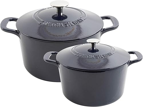 Miniatura 5 de Hornos holandeses esmaltados de hierro fundido de 4 cuartos y 7 cuartos de galón, color azul marino, hierro fundido, 4 cuartos de galón y 7 cuartos