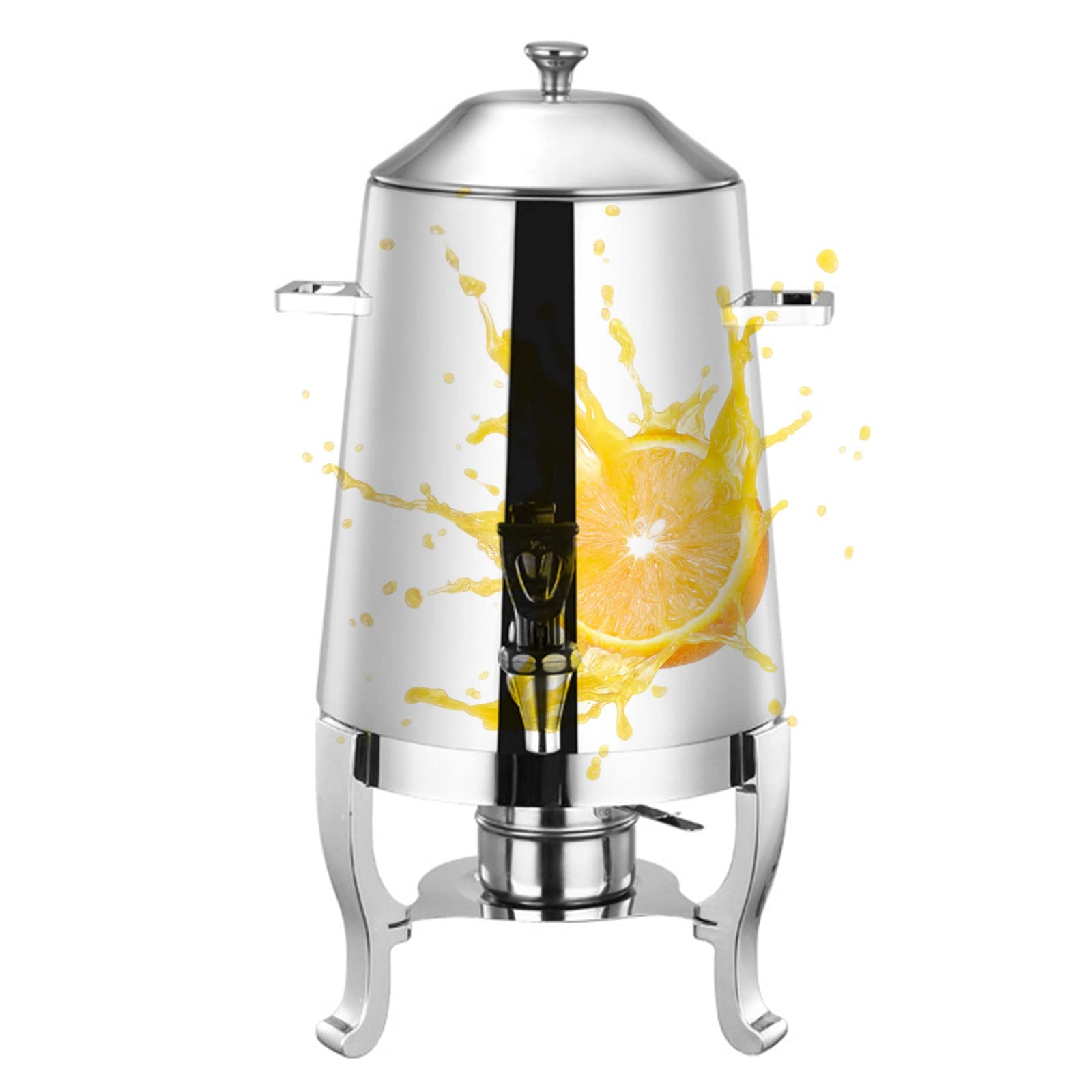 Chafer Urna in acciaio inox, 13 l, dispenser per bevande calde con mini bruciatore per buffet e ristoranti, finitura cromata, contenitore per bevande calde, 3,5 galloni