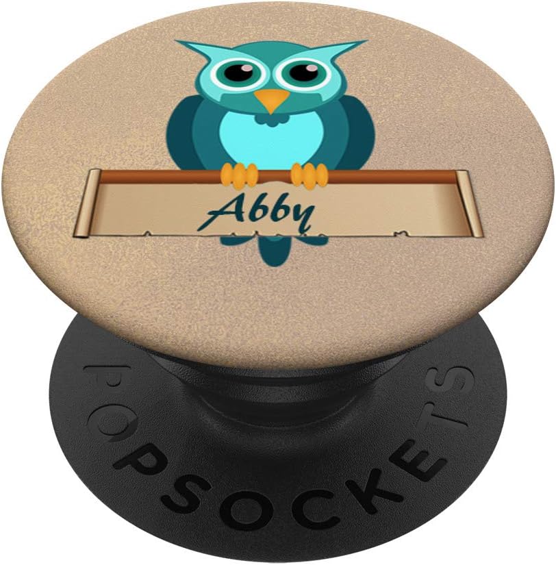 Abby Owl Design Cute Personalized Name Teal Blue Tan