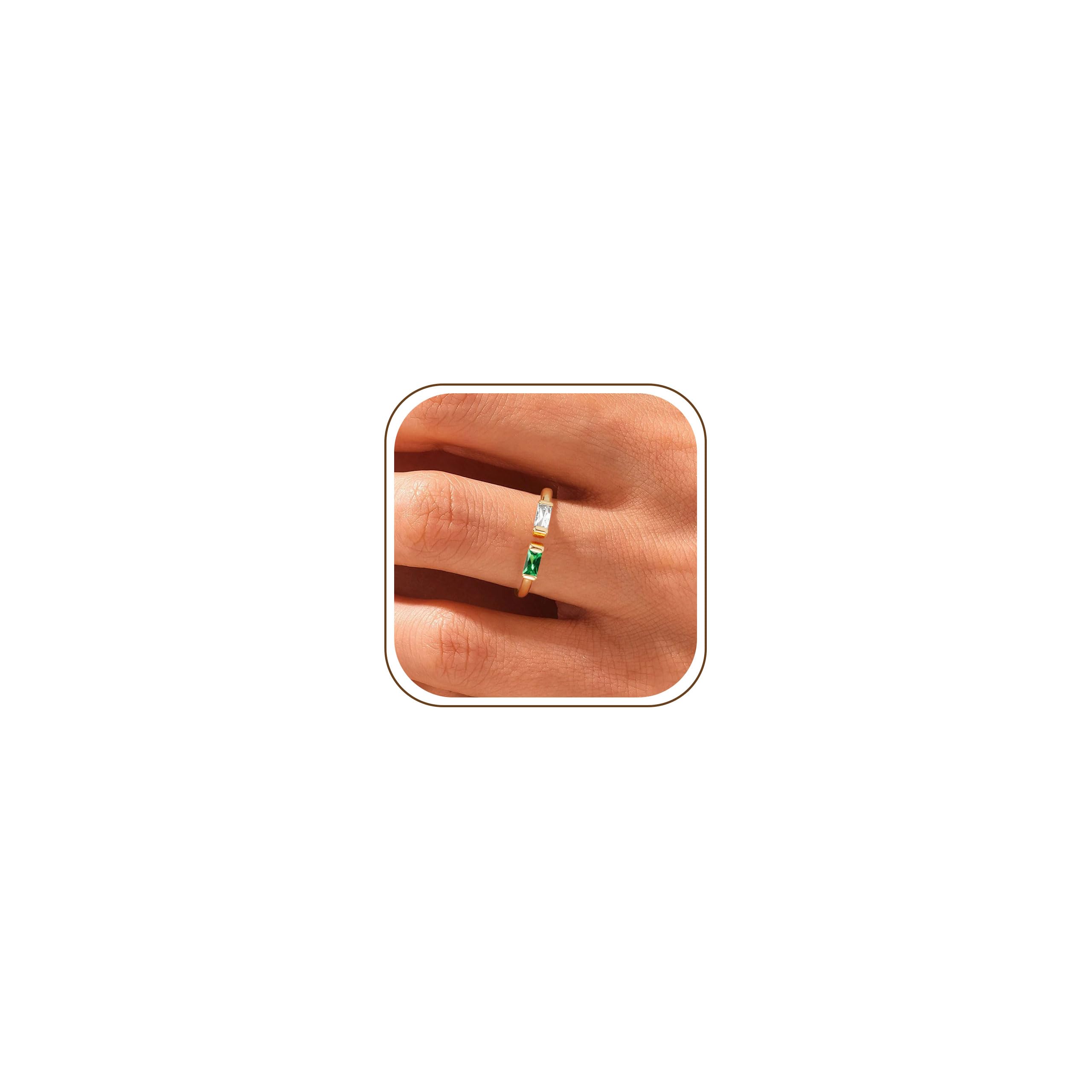 Gold Birthstone Rings for Women - Non Tarnish Dainty 14K Gold Plated Stackable CZ Rings for Her & Couples - Personalized Jewelry Gift for Birthday
