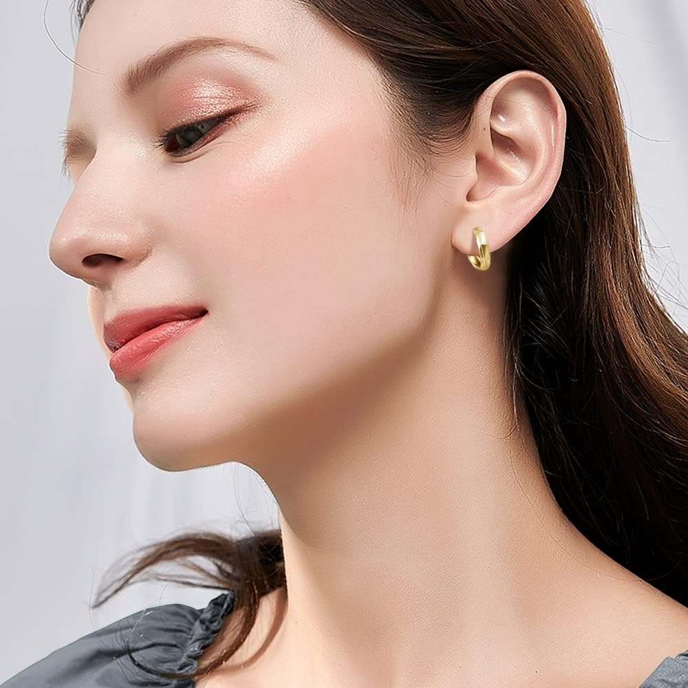 Immobird Hoop Earrings Men Unique Geometric Cut Face 925 Sterling Silver Black Hoop Earrings Handsome and Stylish - Image 3